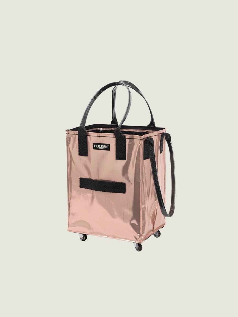 Hulken Metallic Rose Gold Tote with Black Trim